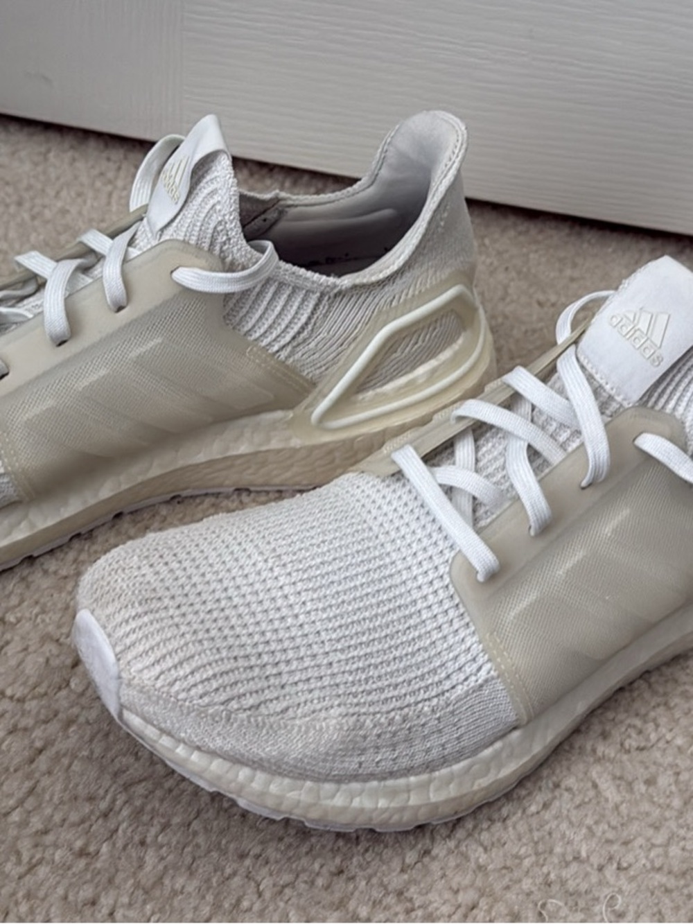 adidas ultraboost 19 White Knit Running Sneakers - Picture 3 of 4